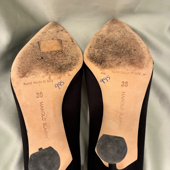 Manolo Blahnik Black Satin & Lace 100mm Pumps Size 36 Made In Italy Worn Twice❗️ - Picture 9 of 12
